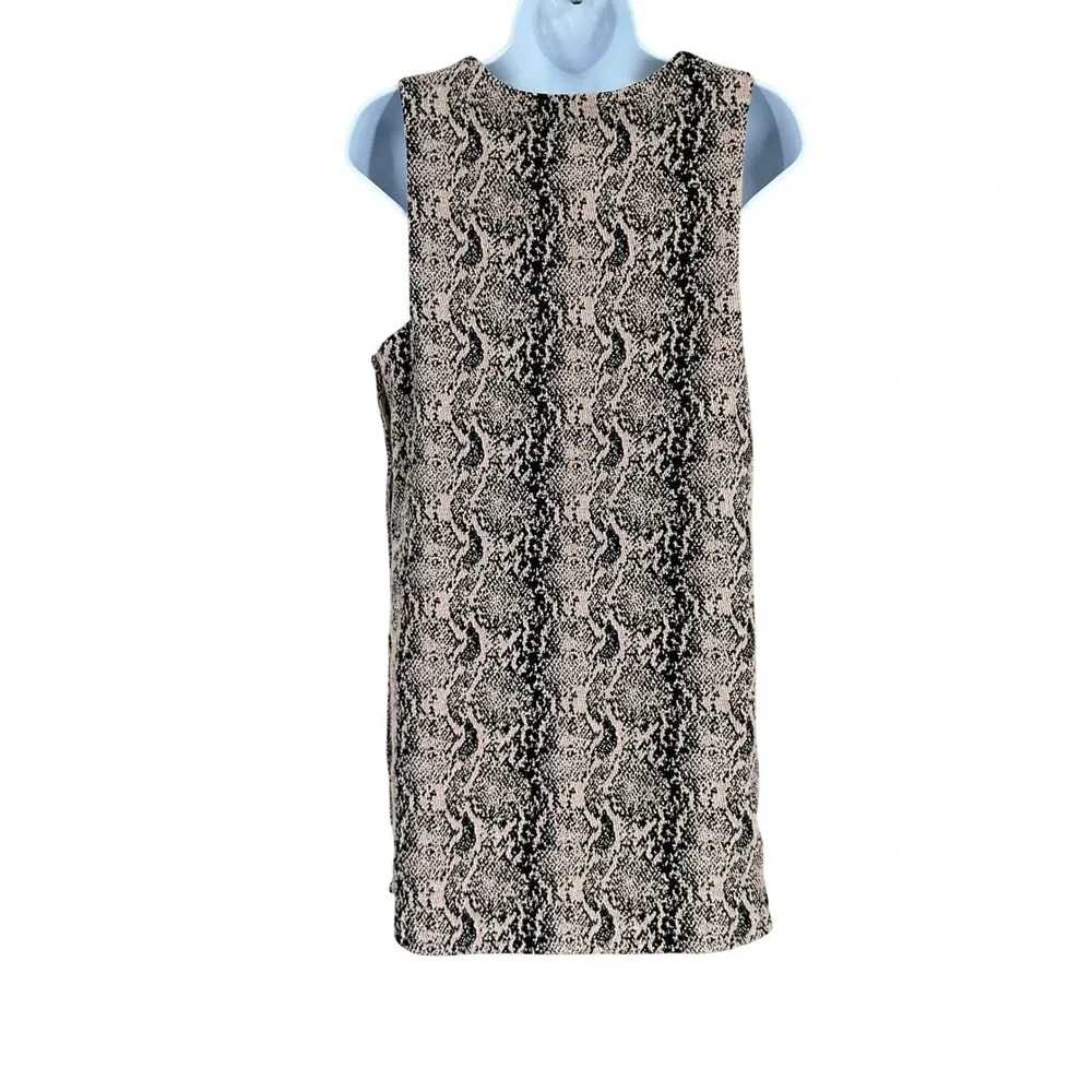 Free People‎ Shift Dress Womens 6 Tan Black Cotton Blend Snakeskin Boho Mini